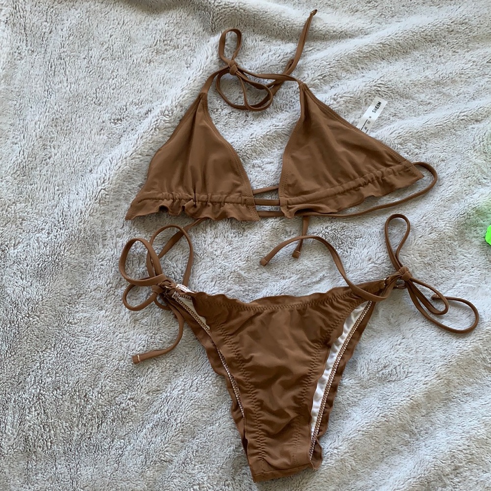 Size Med mocha triangle bikini SHEIN